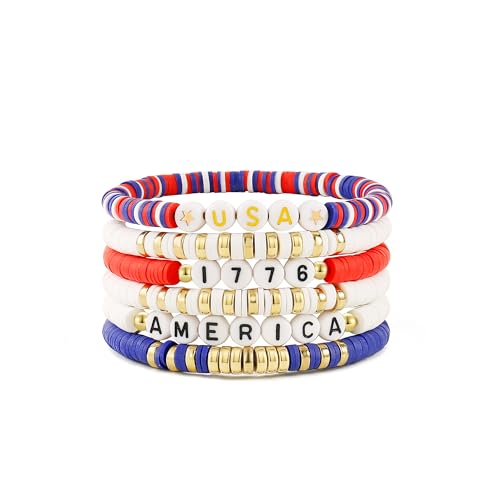 Elegance 11 designs Heishi Beaded Bracelets For Women Polymer Clay Colorful Surfer Stackable Beads Boho Bracelet Summer Beach Jewelry - color: Independent