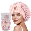 ZIMASILK 100% Mulberry Silk Bonnet for Sleeping Women Long Hair Double Layer Silk Hair Wrap with Tie Band Stay On Head (1Pc, Blush Flower) - color: Blush Flower