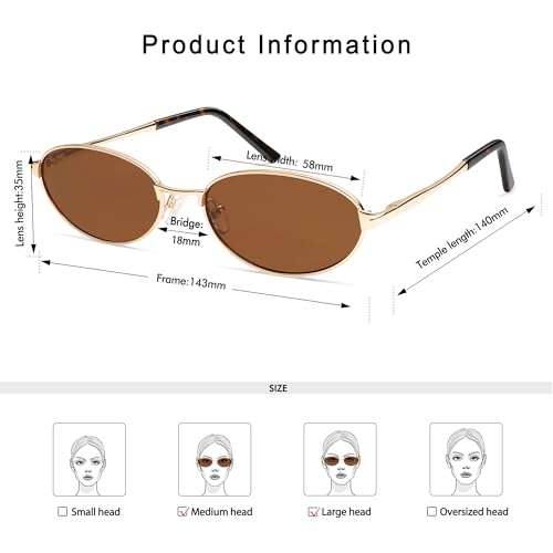 Appassal Retro Oval Sunglasses for Women Mens with Spring Hinge Sunnies AP3696 - color: C6 Gold / Brown