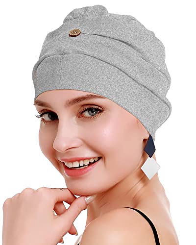 osvyo Cotton Chemo Turbans for Women Cancer Hairloss hat - Cotton Lightweight Headwear Sealed Packaging - color: Cotton Light Flecking Gray
