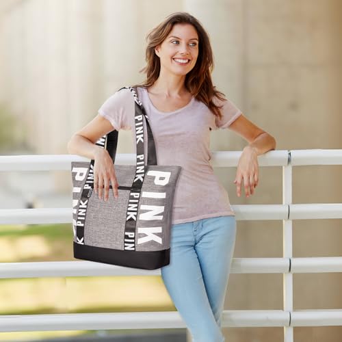 Boomistry Travel Tote Bag for Women, Large Waterproof Beach Bag for Daily | Large - color: Gray