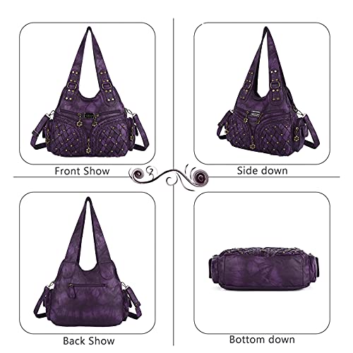 Angel Barcelo Purses for Women Large Shoulder Bag Soft Hobo Bags for Women - color: Fashion Purple