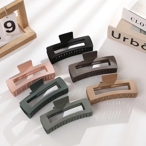 6 Pack 5 Inch Extra Large Claw Clips for Thick Hair, Jumbo Claw Clip for Women Girls,Strong Hold Oversized Hair Clips for Thick/Long/Curly Hair, XL Square Jaw Accessories, Multicolor - color: Multicolor