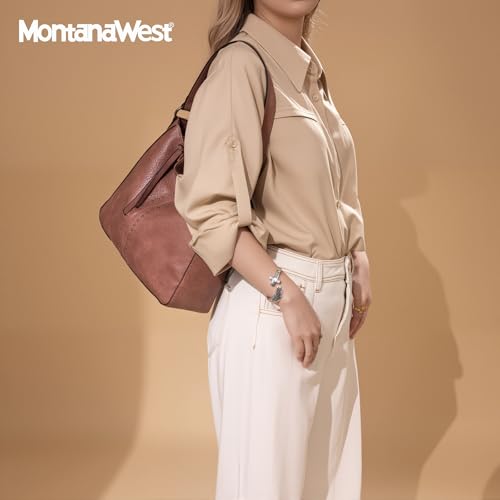 Montana West Hobo Bag for Women Crossbody Purse and Handbags Ladies Chic Shoulder Bags - color: Dark Pink