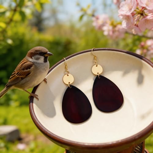 Elisheva Bohemian Lightweight Mother of Pearl Shell Drop Dangle Earrings for Women, Boho Chic Hippie Waterdrop Statement Jewelry Gift - color: brown