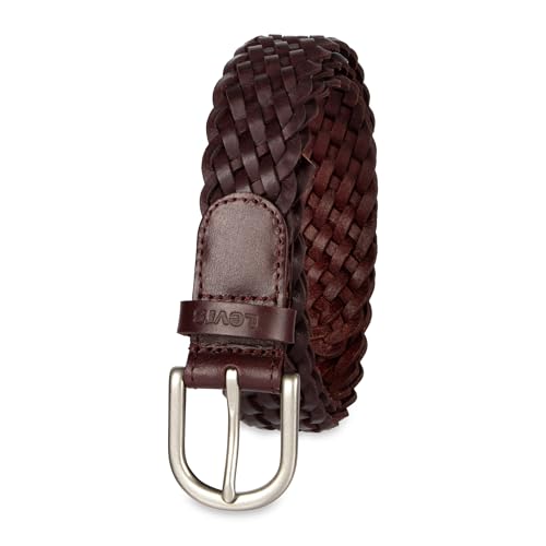 Levi's Women's Fully Adjustable Casual Leather Braided Belt for Jeans and Dresses - color: Burgundy, size: X-Large