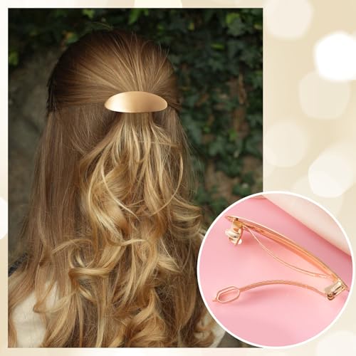 HINZIC 3pcs Oval Hair Barrette, Non-Slip Large Hair Clip for Women, Vintage French Wedding Prom Formal Hairpins Accessories for Thick Thin Long Short Curly Straight Hairstyles- Gold - color: Gold-3pcs