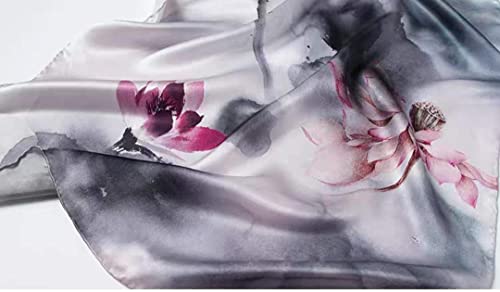 ANDANTINO 100% Silk Long Scarf-Women Large Oblong Shawls with Gift Packed - color: Ink Painting-lotus