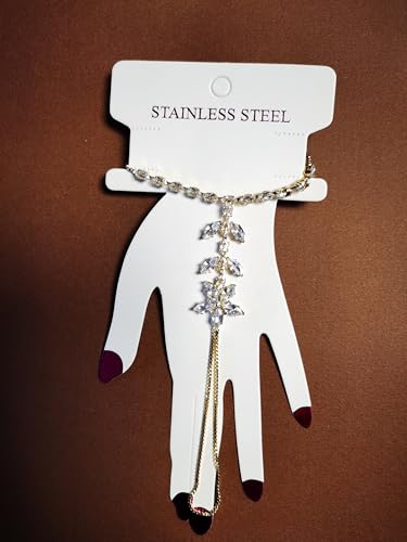 Adjustable Hand Chain Bracelet Women, 16K Gold Plated Finger Bracelet, Secure Ball Clasp Elegant Slave Hand Jewelry, Y2K Aesthetic Accessories for Summer Festival Prom Beach Vacation Daily Wear - color: style2-16K gold-plated