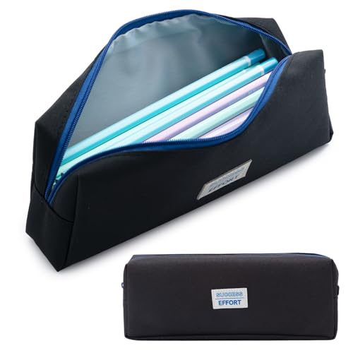 M&G Pencil Case, Large Capacity Pencil Pouch Multi-Use Pencil Case Organizer, Portable Pencil Bags Nylon with Zipper for Makeup Brush Teen Boys Girls Office School (Black)