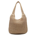Aphoraeny Straw Beach Bag Buckets Totes Handbag Shoulder Tote Bag Straw Purse Summer Purse Women Summer Handbag - color: C-brown