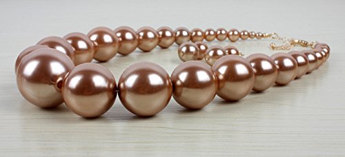 Fuqimanman2020 Chunky Large Simulated Pearl Choker Necklace Drop Dangle Earrings Crystal Bib Big Round Beaded Strand Multicolor Costume Statement Wedding Jewelry Set for Women Brides - color: Champagne