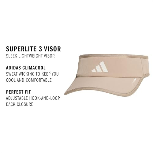 adidas Women's Superlite Visor – Lightweight Moisture-Wicking Running Tennis Hat - color: Chalky Brown/White/3