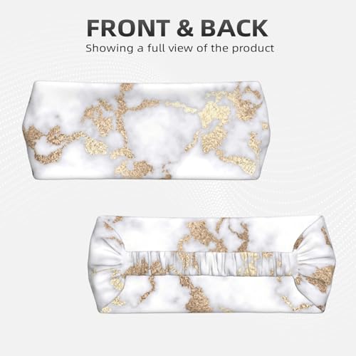 Black and Gold Swirl Liquid Ink Marble Workout Headbands Fashion Sports Sweatbands Yoga Hairbands for Fitness Athletic Non Slip Wicking Headscarf for Men Womens Girls Summer Accessories Elastic Bands - color: Modern Chic White Gold Foil Marble