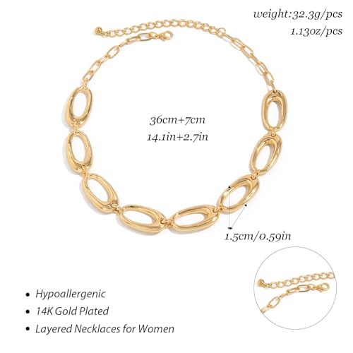 Long tiantian Chunky Gold Necklace Stack Chain Necklaces for Women Statement Layered Paperclip Choker Necklaces Statement Necklace for 80s 90s & Night Out Outfits Paperclip Style Fashion Jewelry - color: A3：chunky chain choker