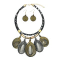Statement African Necklace For Women African Jewelry Costume Earring Sets Tribal Fashion Colorful Big Rhinestone Crystal Pendent Collar Choker Bold Chunky Bib Handmade - color: B silver