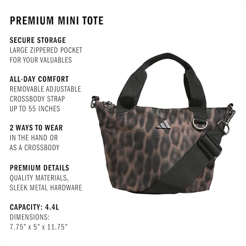 adidas Small Tote Mini Bag for Women and Men - color: Premium/Leopard Black-earth Strata/Black