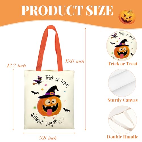 Kovewon Trick or Treat Bags Halloween Tote Bags for kids Halloween Treat Bags with handles Reusable Large Canvas Bucket for Candy - color: Halloween 2