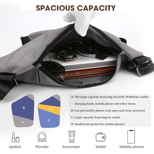 Crossbody Travel Bags for Women, Anti Theft Proof Safe Slim Sling Travel Purses, Personal Flex Shoulder Bag for Men Women - color: Purple, size: Left Shoulder