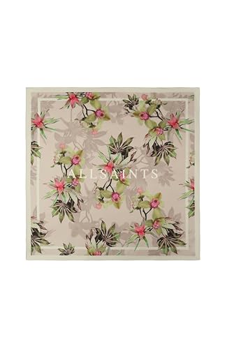 AllSaints Women's Adena Dusty Pink Square Scarf, 100% Silk Accessory with Lightweight Fabric