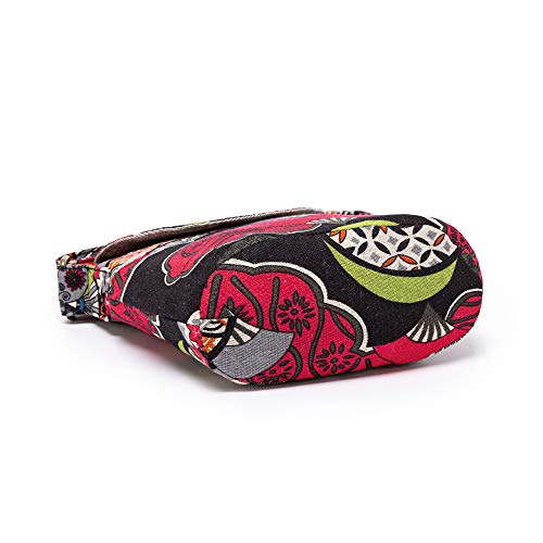 OPQRSTU Women's Retro Small Size Canvas Shoulder Bag Hippie Boho Crossbody Handbag - color: Red