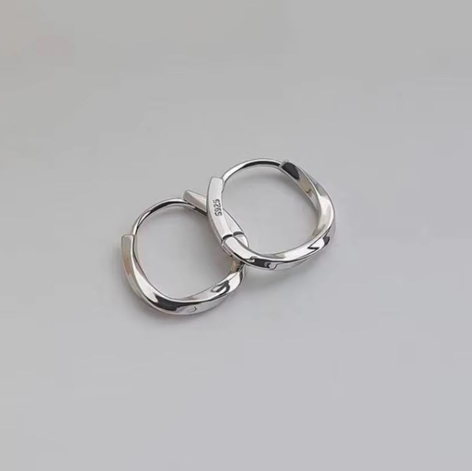 QueenBee 925 Sterling Silver & Gold-Plated Twisted Small Hoop Earrings – Hypoallergenic, Minimalist, Lightweight Jewelry for Women – Classic Everyday Hoops - color: Small Silver Hoop