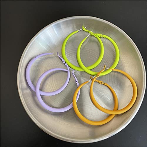 Colorful Matte Hoop Earrings 80s Hoop Earring Retro Earrings Neon Earrings Bright Fluorescence Round Hoop Earings for Women - color: fluorescence