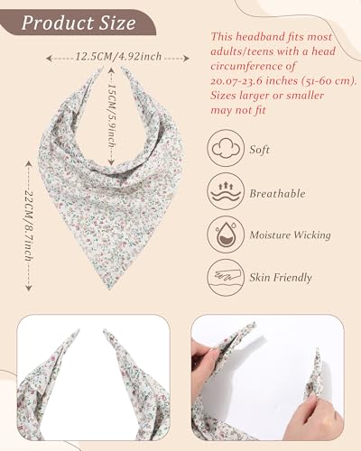 HAIMEIKANG Floral Hair Scarf Headbands for Women Boho Bandanas for Women Triangle Kerchief Solid Color Hair Bands Vintage Head Scarf (Beige+Yellow+Black) - color: Beige+Yellow+Black