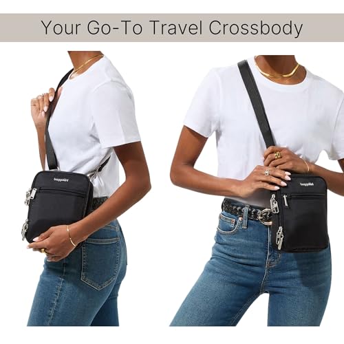 Baggallini Securtex® Anti-theft Mini Everything Crossbody Bag, 6.3"x8.25" Rfid, Locking Zippers & Cut-resistant Strap - color: Jam/Dusty Mauve