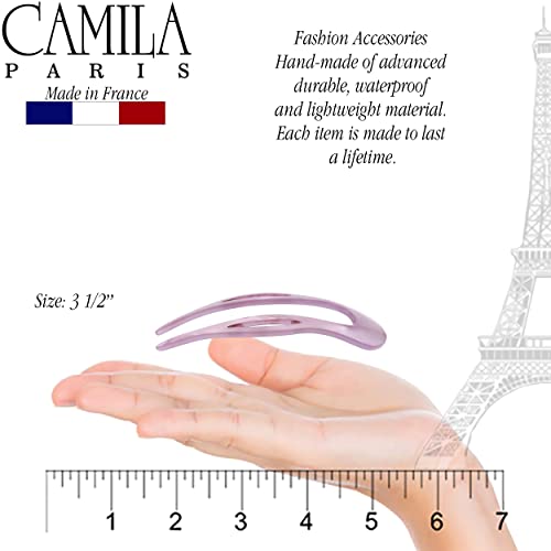 Camila Paris CP3415 French Twist Stick Clip Pins, Purple, Wavy Hair Pin U-Shaped Hair Fork for Girls Spiral Updo Chignon Bun Holder, Fashion Flexible Styling Hair Accessories for Women, Made in France - color: 2-Prong Purple