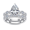 Oval/Pear/Cushion Cut Moissanite Wedding Ring Set D Color VVS1 Clarity 925 Sterling Silver Engagement Promise Anniversary Rings Bridal Sets for Women with Certificate - style: 3.46cttw Pear Cut