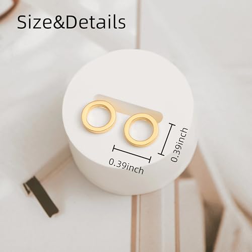 18K Gold Love Knot Stud Earrings for Women Statement Button Pearl Stud Earrings Minimalist Cute Small Post Earring - color: 6.Circle