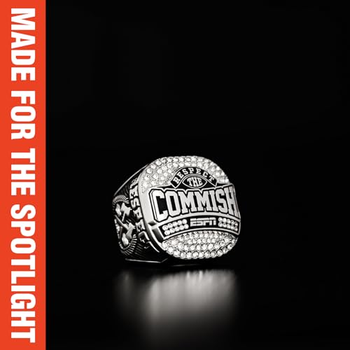 ESPN Respect the Commish Championship Trophy Ring - Size 12 Ring (Silver Finish)