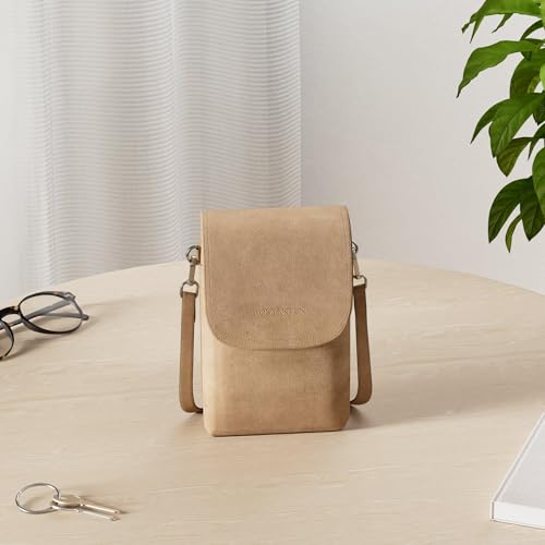 BOSTANTEN Vegan Leather Crossbody Bags for Women Designer Cell Phone Bag Wallet Purses Adjustable Strap - color: A-07-camel Brown