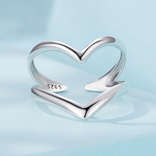 MUNDELL 925 Sterling Silver Simple Multi-layer Leaf Adjustable Ring Green Lucky Leaves Statement Ring for Women Promise Ring Fine Jewelry - color: White
