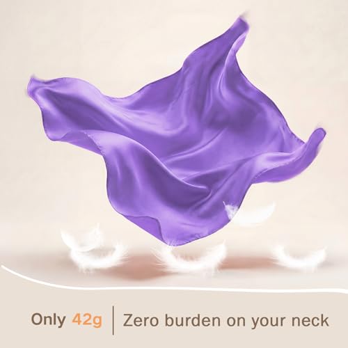 American Trends Women Silk Feeling Scarf Satin Head Scarves Square Wrap Neck Scarf Lightweight Silk Like Bandana - color: Purple