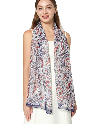 PANTONIGHT Long Chiffon Fashion Scarf Lightweight Chiffon Sheer for women - color: Blue