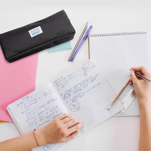 M&G Pencil Case, Large Capacity Pencil Pouch Multi-Use Pencil Case Organizer, Portable Pencil Bags Nylon with Zipper for Makeup Brush Teen Boys Girls Office School (Black)
