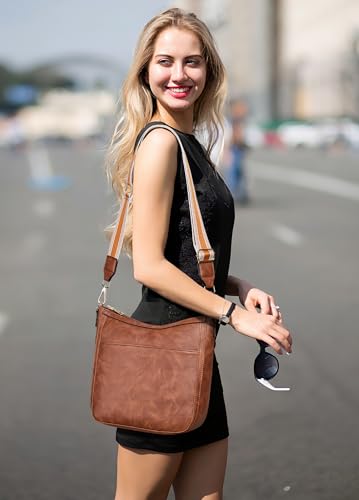 Crossbody Bags for Women Crossbody Purse for Women Vegan Leather Hobo Purses Shoulder Handbags for Daily Travel Work - color: 1-3 Brown