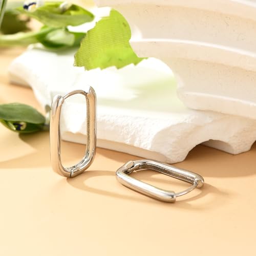 9 Pairs Small Gold/Silver Hoop Huggie Earrings Set for Women, 14K Gold Plated Chunky Hoop Small Earring Hypoallergenic Thick Open Lightweight Chunky Hoop Earrings Jewelry for Gifts - color: silver-standard
