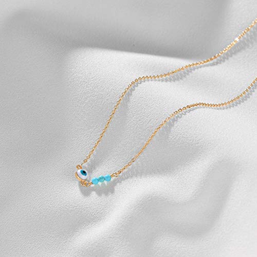 LOYATA Dainty Ankle Bracelet,14K Gold Plated Tiny Bead Anklet Dainty White Cubic Zirconia Cross Tassel Foot Chain Cute Lucky Moon Evil Eye Foot Jewelry Boho Anklets for Women - color: 3 stone eye