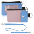 Artpaxy Minimalist Wallet For Mens Womens, Keychain RFID Blocking Zipper Small Wallet with ID Window 2 Lanyards,Water Resistant Travel Cash Card Coin Case Boys Girls - color: Light pink purple+Light blue, style: Casual