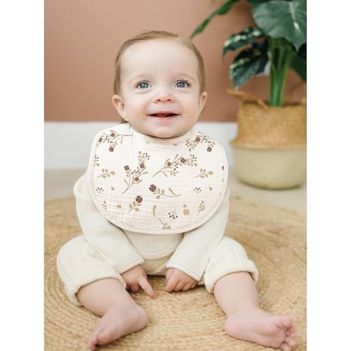 Konssy Muslin Baby Bibs 8 Pack Baby Bandana Drool Bibs Cotton for Unisex Boys and Girls, Soft Absorbent Set for Teething and Drooling - color: Mauve