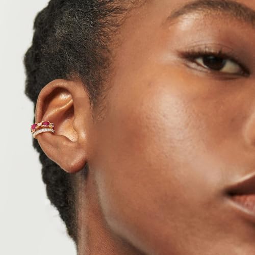 WEARON Ear Cuff Earrings for Women, Ear Cuffs Non Piercing, 14K Gold Plated Jewelry Zircon Diamond Turquoise Earrings Hypoallergenic Jewelry Gifts for Woman - color: Red/Single