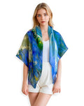 PoeticEHome Cashmere Scarf Wrap 36"x36" - Featherlight & Wrinkle-Free Artistic Square Shawl for Travel & Office, Gift Ready - color: Seascape at Saintes-maries - 36"