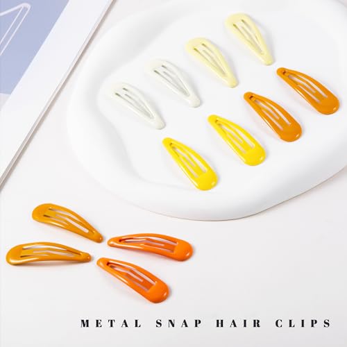 20 PCS Metal Snap Hair Clips Water Drop No Slip Barrettes for Women Bright Small Hair Clips For Thick And Thin Fine Hair,Multiple Yellow Orange,1.97 x 0.5 In. - color: Multiple Yellow Orange