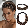 Braided Headbands Hair Piece for Women Synthetic Hair Head Bands Handmade Braid Hairband Hair Accessories Elastic Stretch Headwrap Braided Hair Band - color: 2/30-Black Mix Medium Auburn