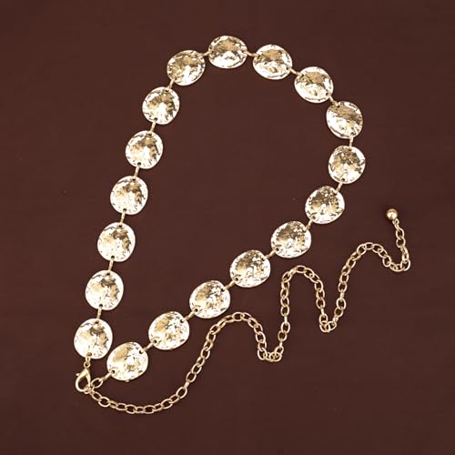 Luvatar Fashion Metal Waist Chain Belt Blouse Dress Sweater Chain Belt… - color: Gold-t42