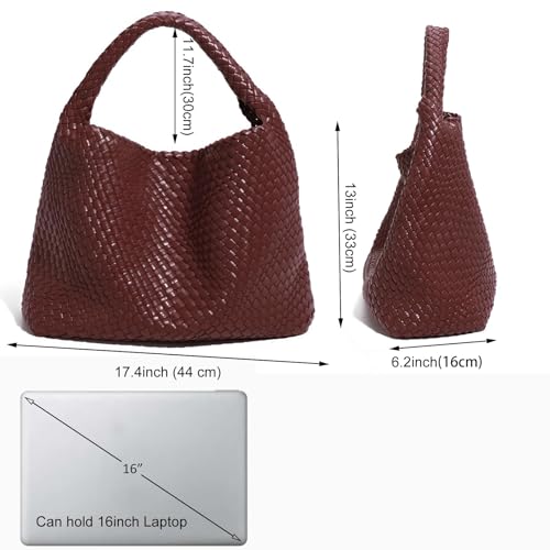 Geelyda Woven Tote Bag for Women with Purse, Fashion Shoulder Hobo Underarm Bags, Large Woven Handmade Work Commuter Day Bags - color: Coffee