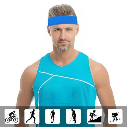 Workout Headbands Non Slip Headband Sport Headbands Sweatbands Elastic Sport Hair Bands for Sports Travel Indoor Fitness Gym - color: blue